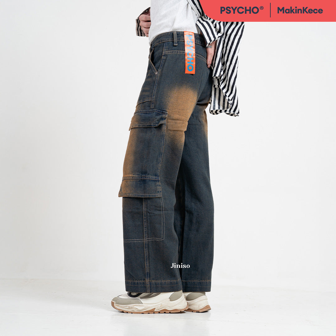 JINISO Highwaist Cargo Loose Jeans Pria 553