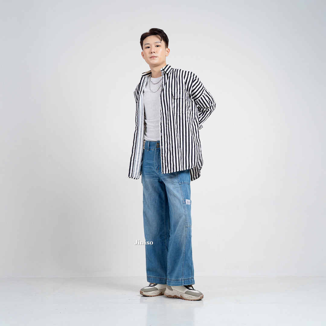 JINISO Cargo Baggy Denim Jeans Pria 413