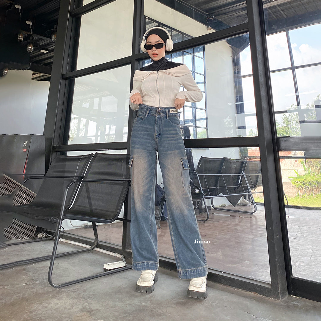 JINISO - Highwaist Cargo Loose Jeans 462 FEARLESS