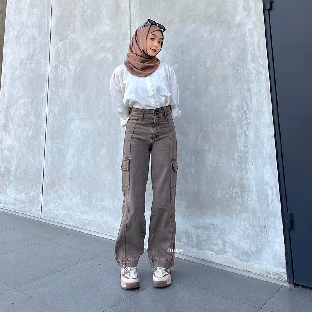 JINISO - Highwaist Cargo Loose Jeans 401 HANDS UP