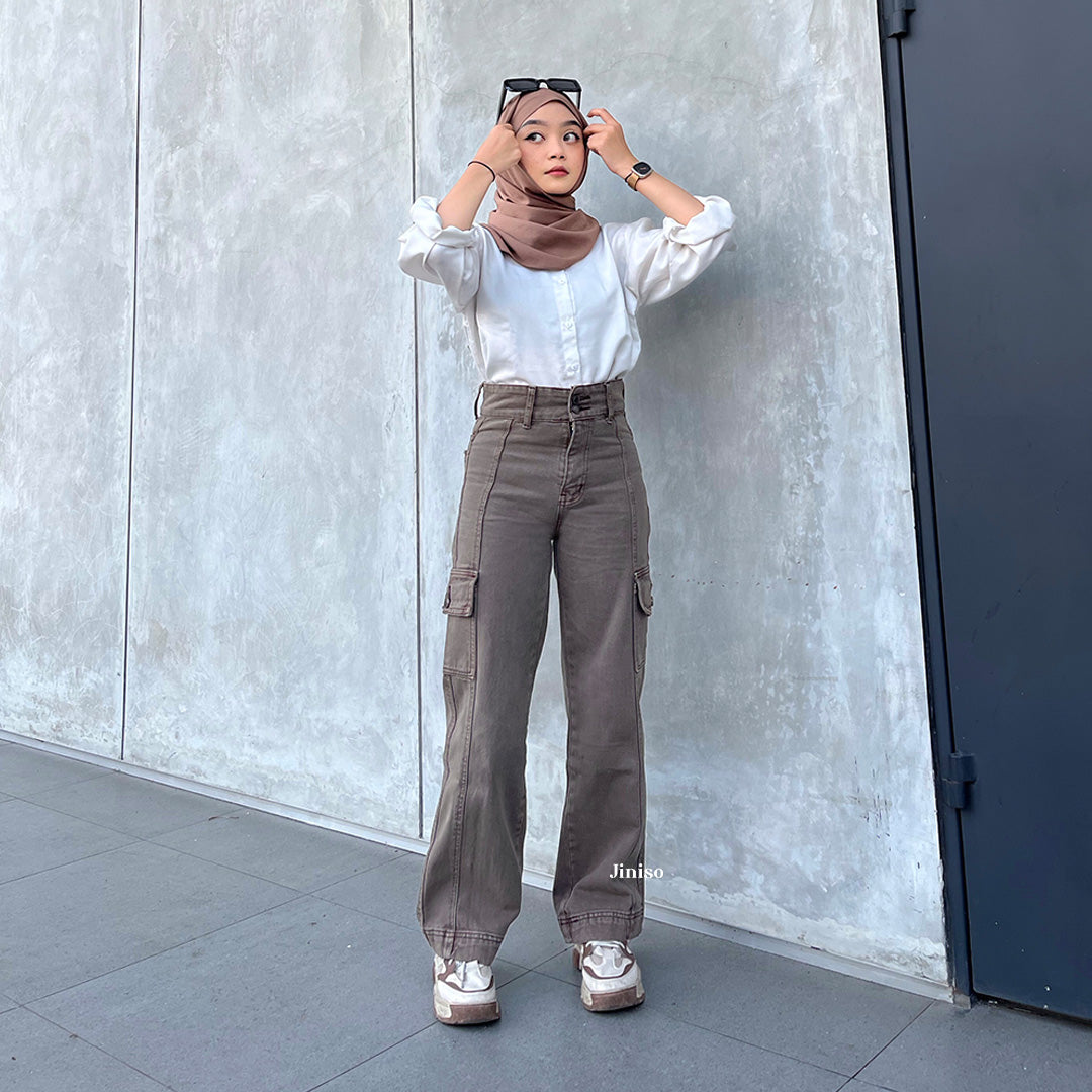JINISO - Highwaist Cargo Loose Jeans 401 HANDS UP