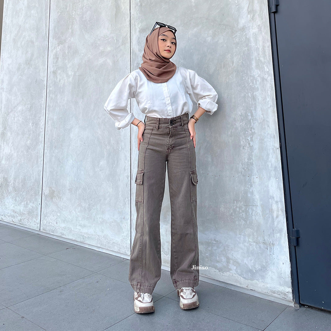 JINISO - Highwaist Cargo Loose Jeans 401 HANDS UP