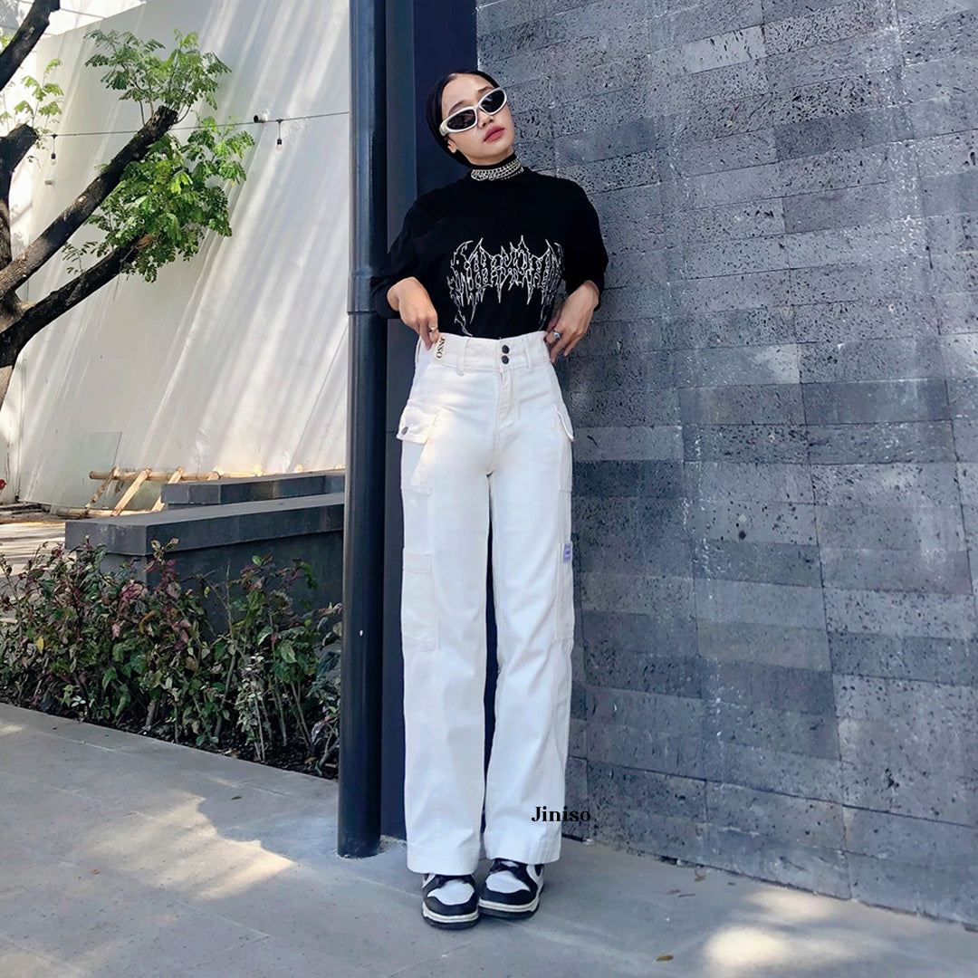 JINISO - Cargo Baggy Highwaist Jeans 411 HANDS UP