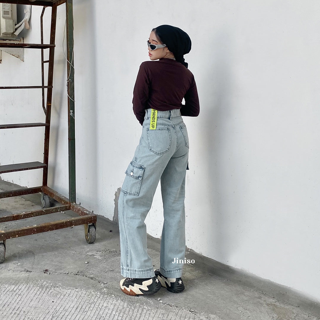 JINISO - Highwaist Cargo Loose Jeans 399 HANDS UP