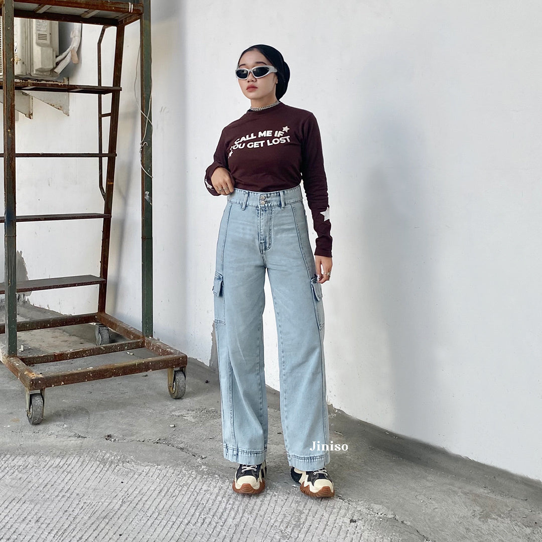 JINISO - Highwaist Cargo Loose Jeans 399 HANDS UP