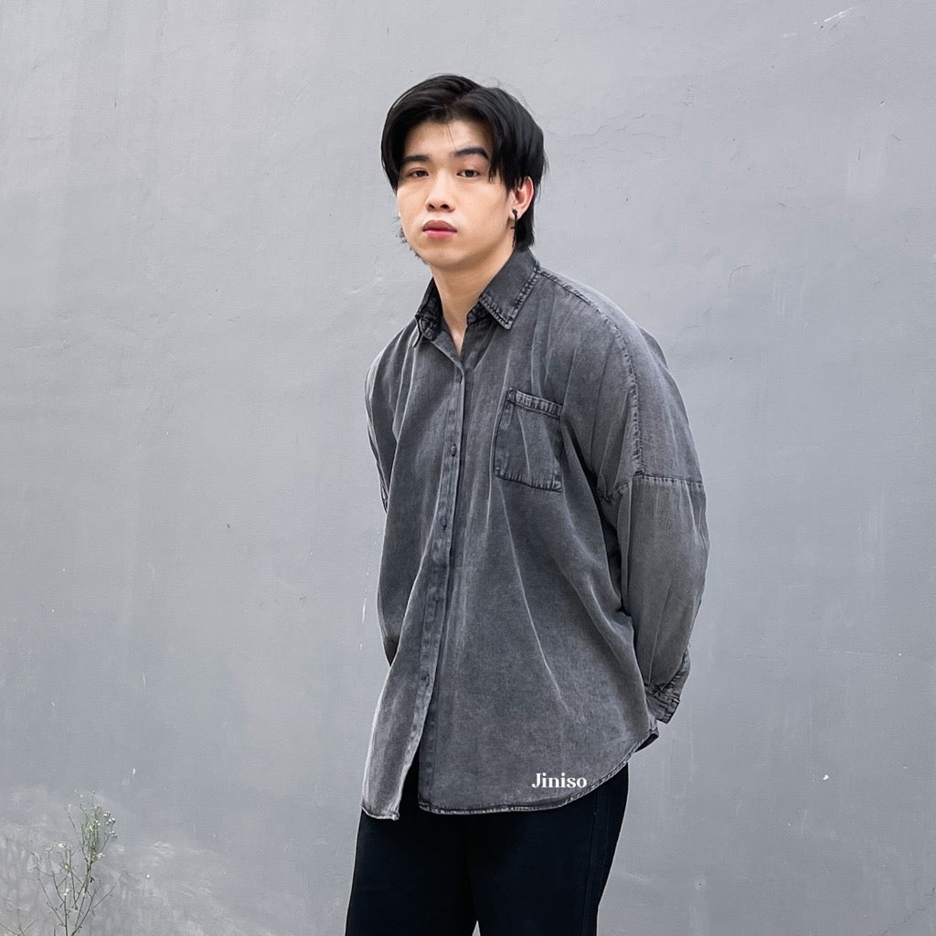 JINISO - Denim Shirt Kemeja Oversize HYPER ACTIVE