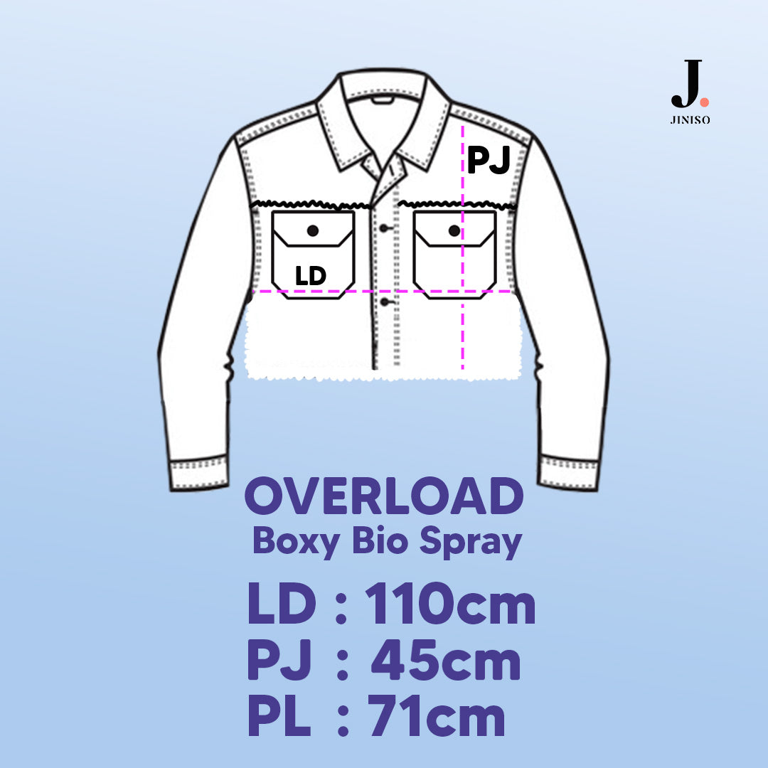 JINISO Jaket Crop Jeans Oversize Boxy Bio Spray