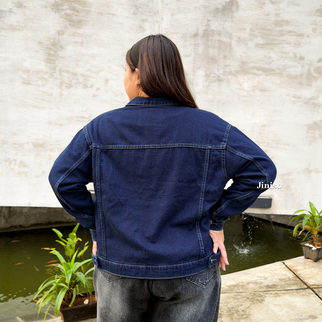 JINISO Big Size Jaket Jeans Oversize Origin Blue Black