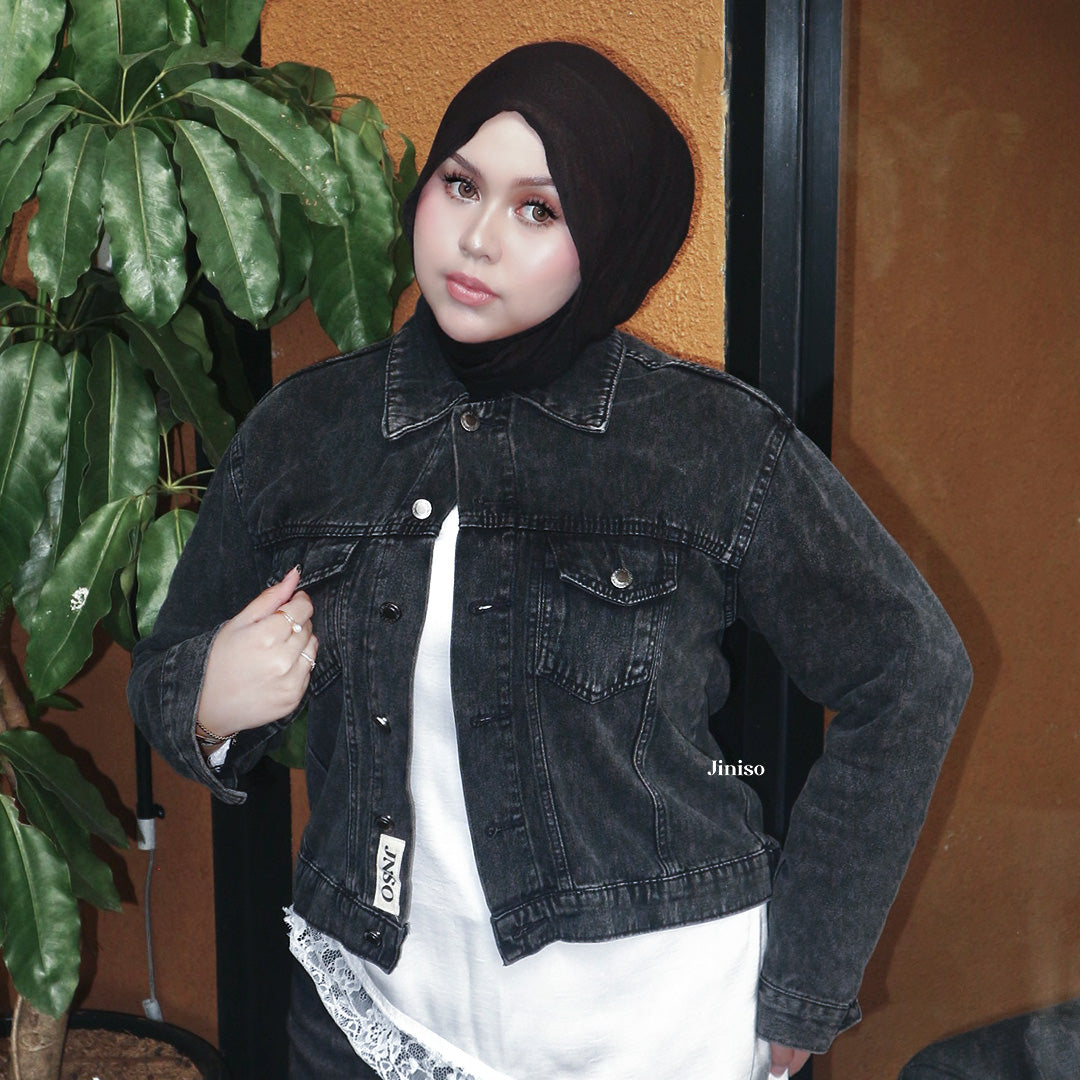 JINISO Big Size Jaket Jeans Oversize Origin Black Acid