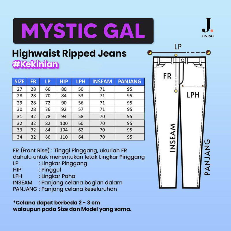 JINISO - Highwaist Loose Ripped Jeans 844 MYSTIC GAL