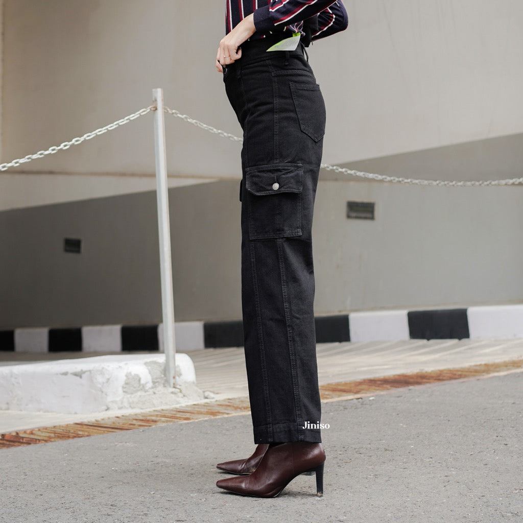 JINISO - Highwaist Cargo Loose Jeans 406 HANDS UP