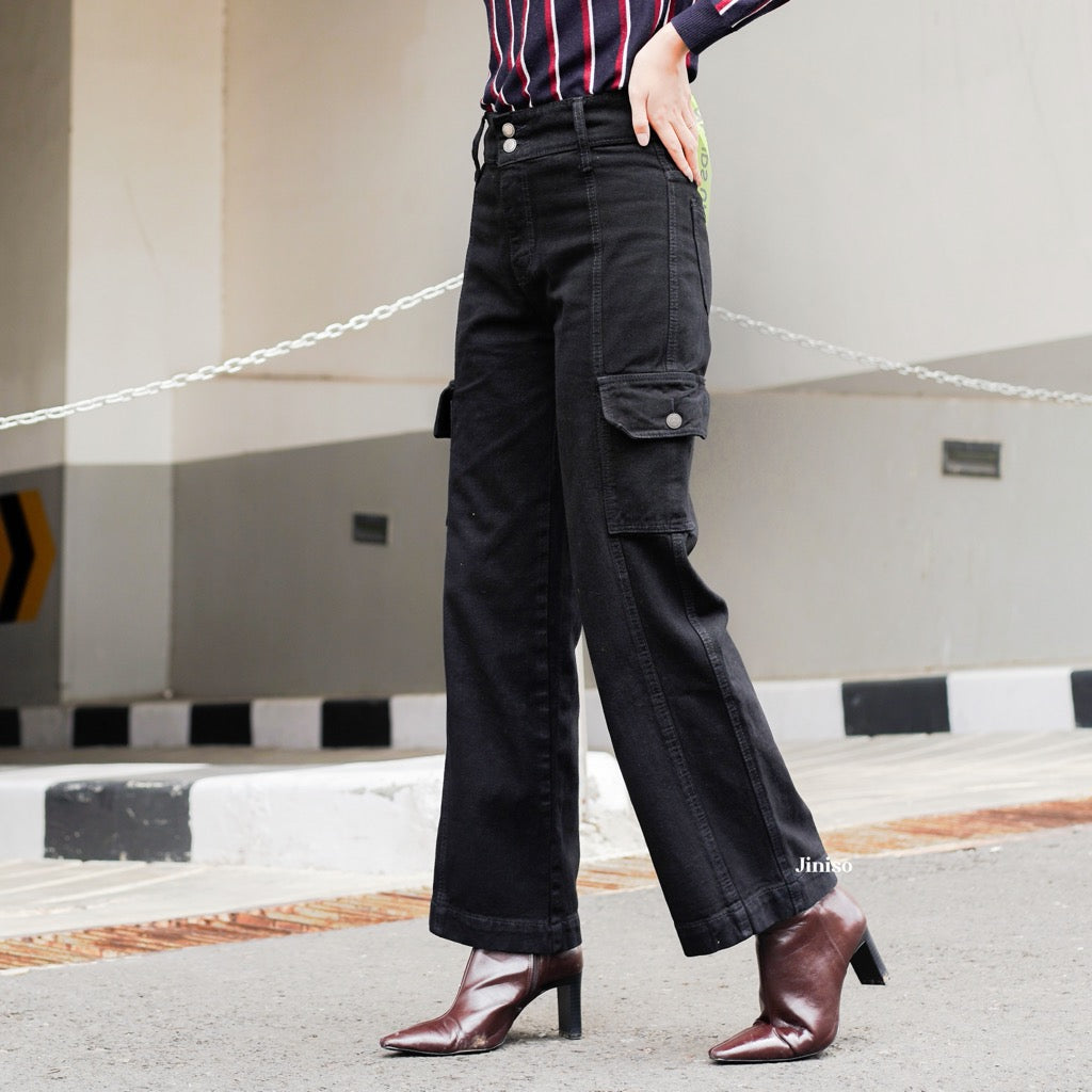 JINISO - Highwaist Cargo Loose Jeans 406 HANDS UP