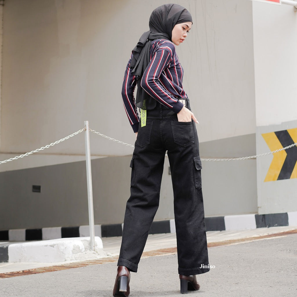 JINISO - Highwaist Cargo Loose Jeans 406 HANDS UP