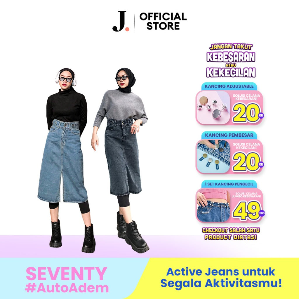 JINISO - Highwaist Rok A-Line Jeans Panjang 972 SEVENTY