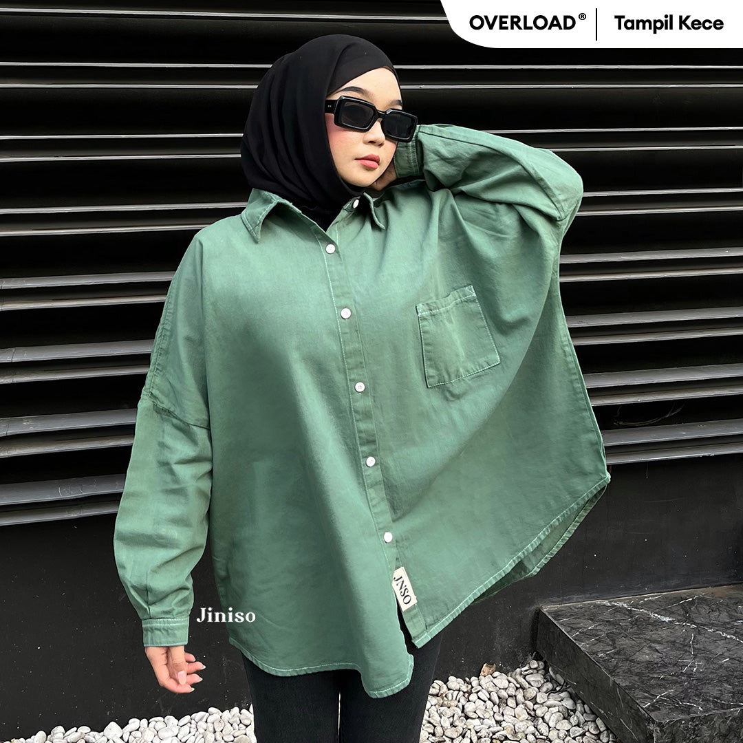 JINISO Kemeja Oversize Shirt Olive HYPER ACTIVE