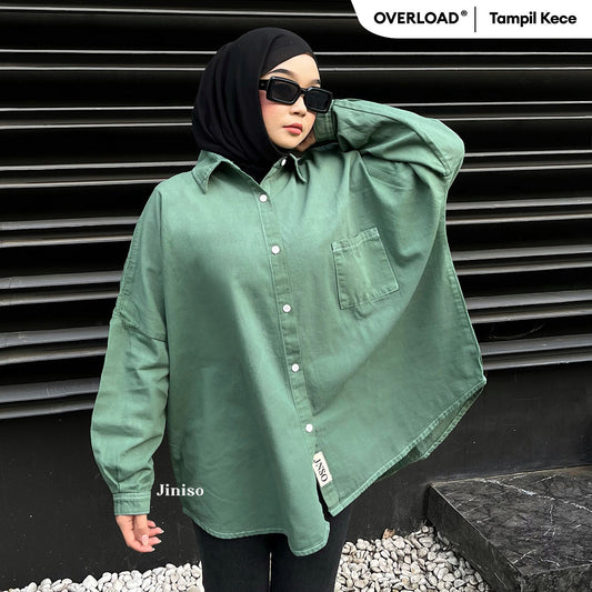 JINISO Kemeja Oversize Shirt Olive HYPER ACTIVE