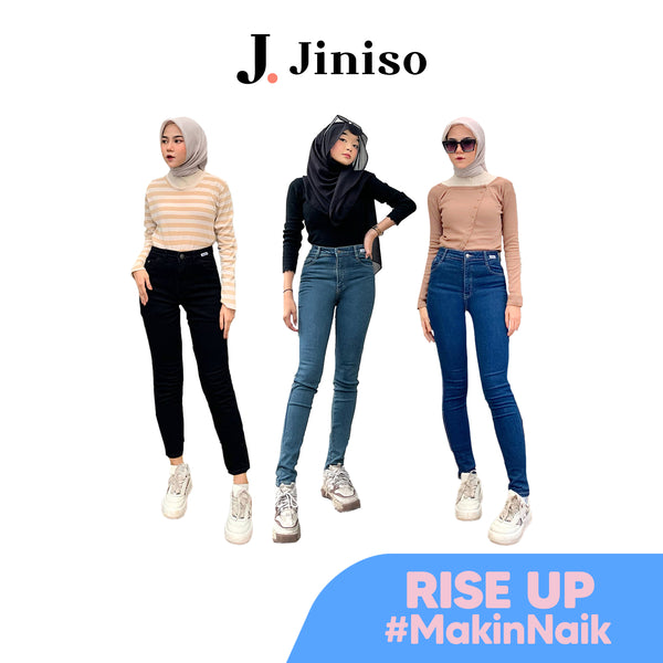 JINISO - Highwaist Boyfriend Stretch Rise Up Jeans