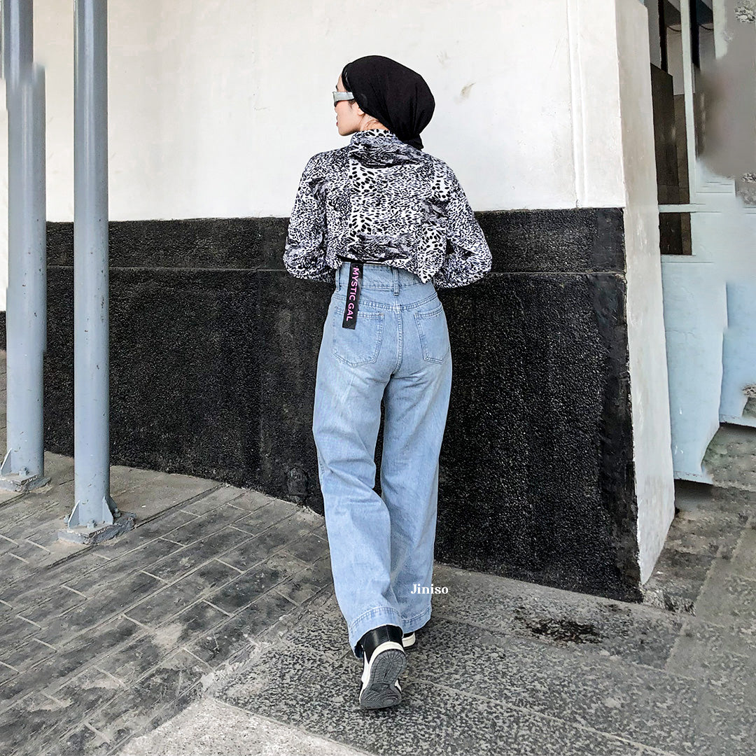 JINISO - Highwaist Baggy Ripped Jeans 584 MYSTIC GAL
