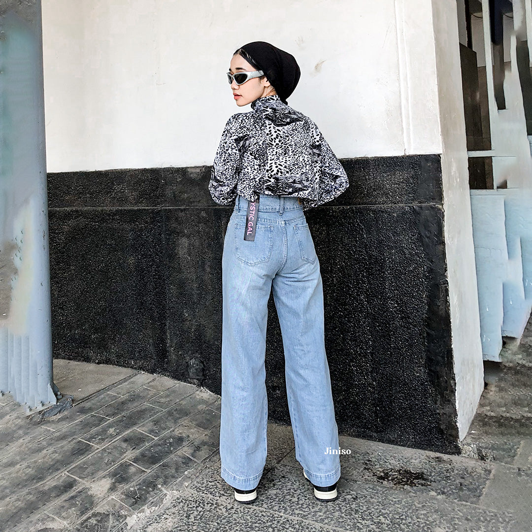 JINISO - Highwaist Baggy Ripped Jeans 584 MYSTIC GAL