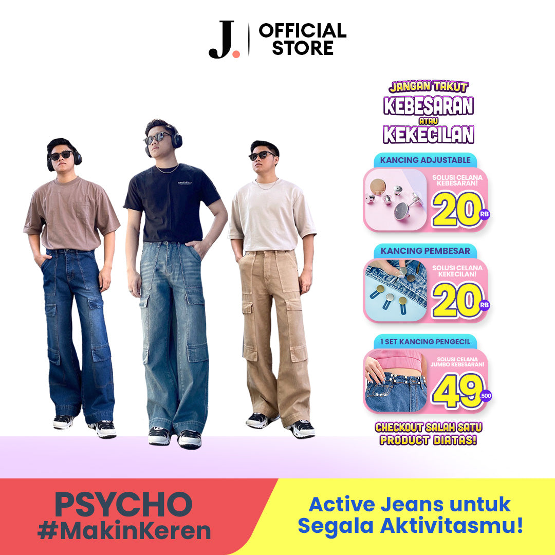 JINISO Highwaist Cargo Loose Jeans Pria 553