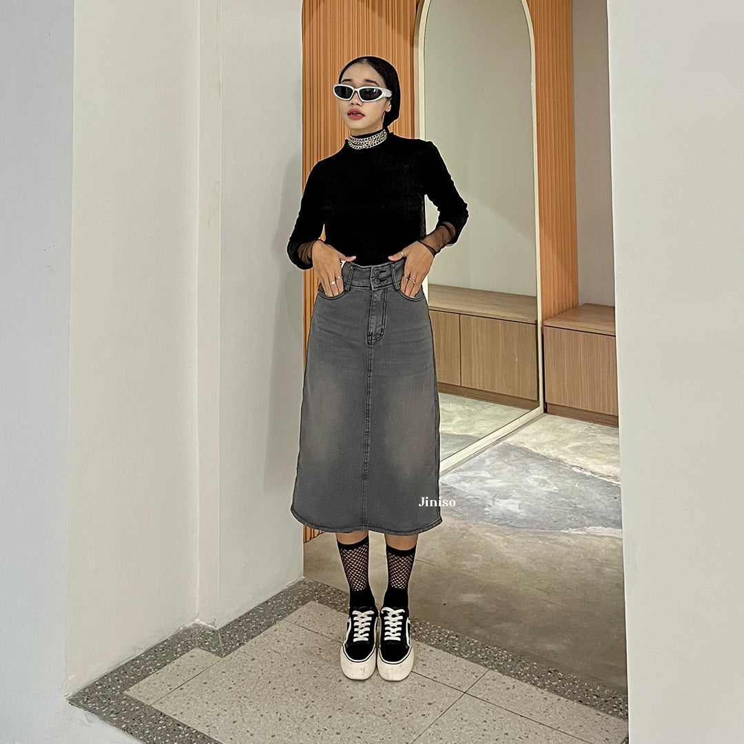 JINISO - Highwaist Rok Button Jeans Panjang 987 SEVENTY