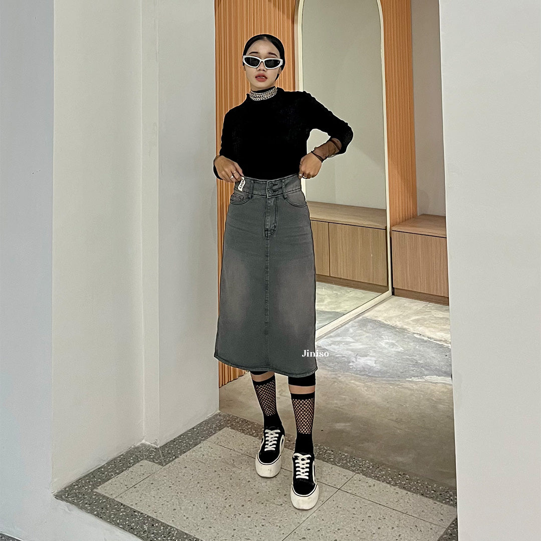 JINISO - Highwaist Rok Button Jeans Panjang 987 SEVENTY