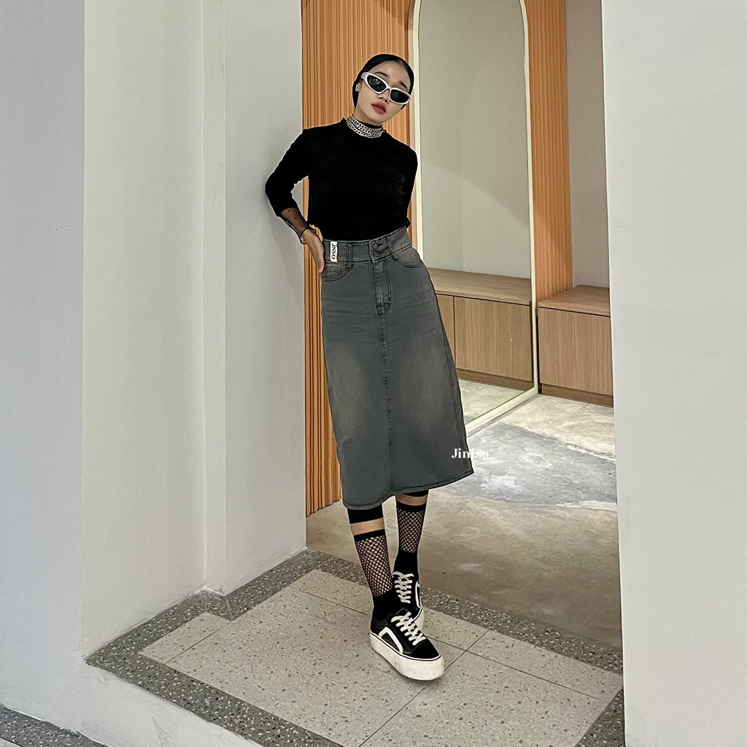 JINISO - Highwaist Rok Button Jeans Panjang 987 SEVENTY