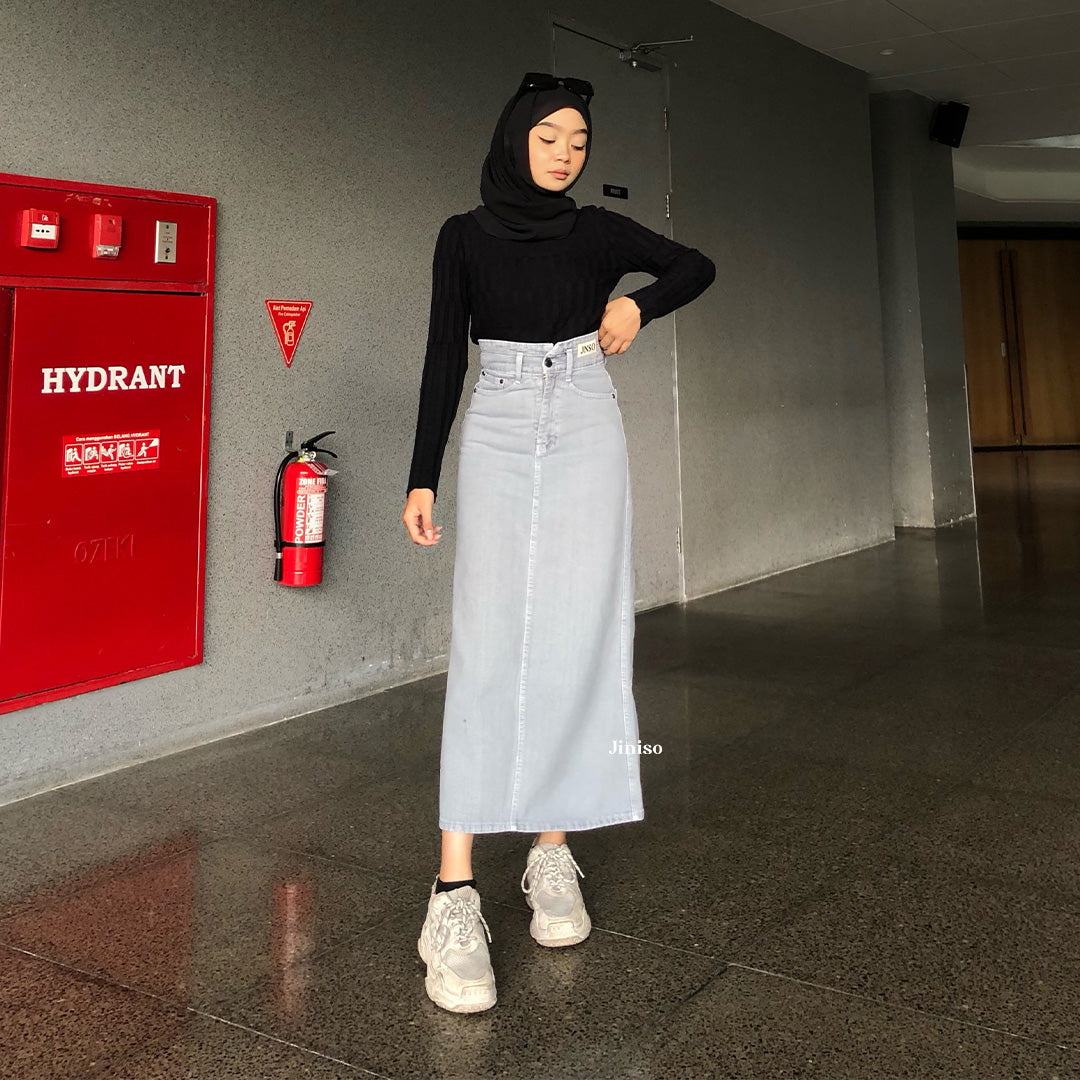 JINISO - Highwaist Rok Slit Jeans Panjang 999 SEVENTY