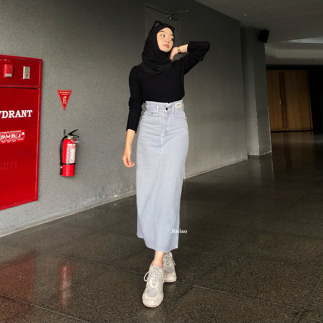 JINISO - Highwaist Rok Slit Jeans Panjang 999 SEVENTY