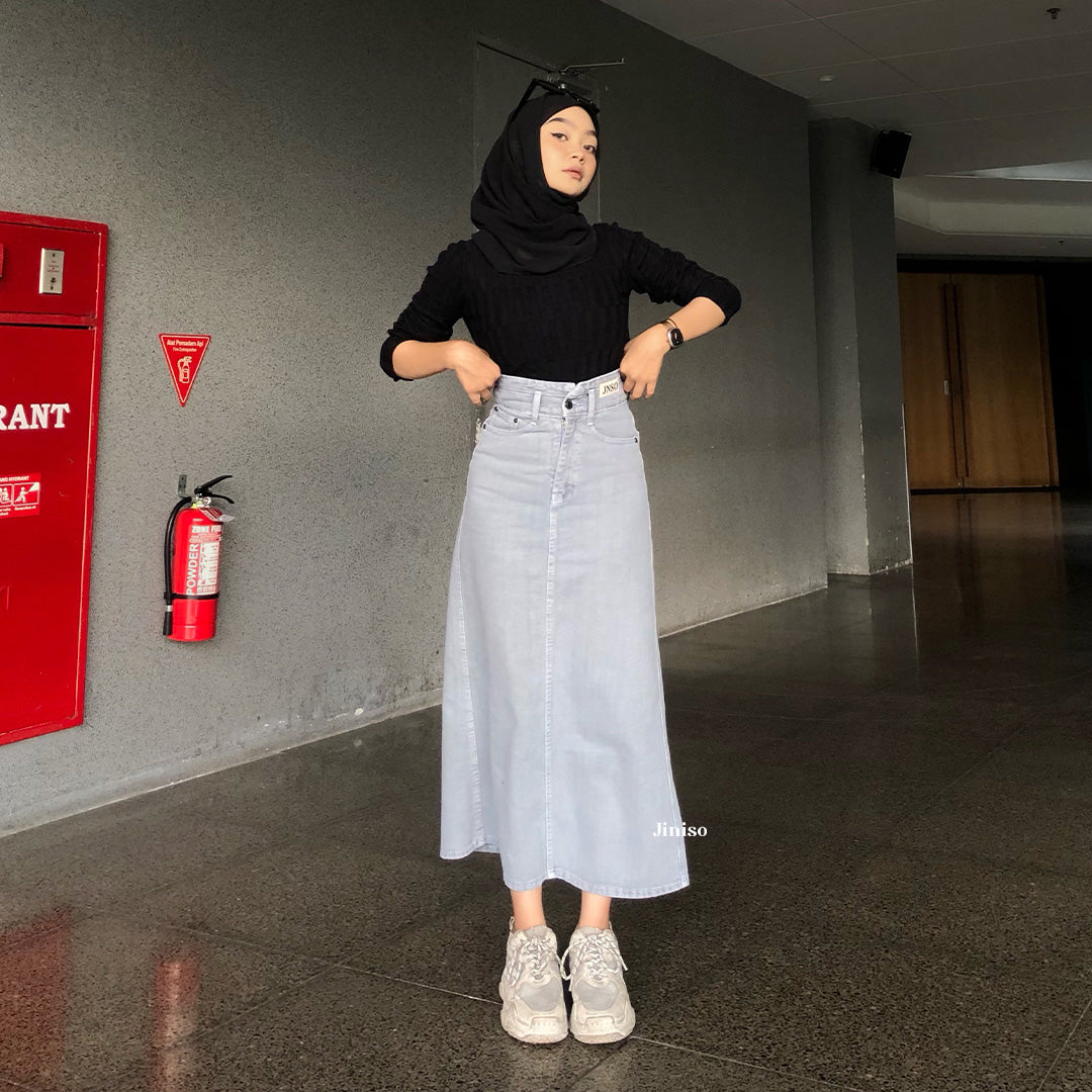 JINISO - Highwaist Rok Slit Jeans Panjang 999 SEVENTY