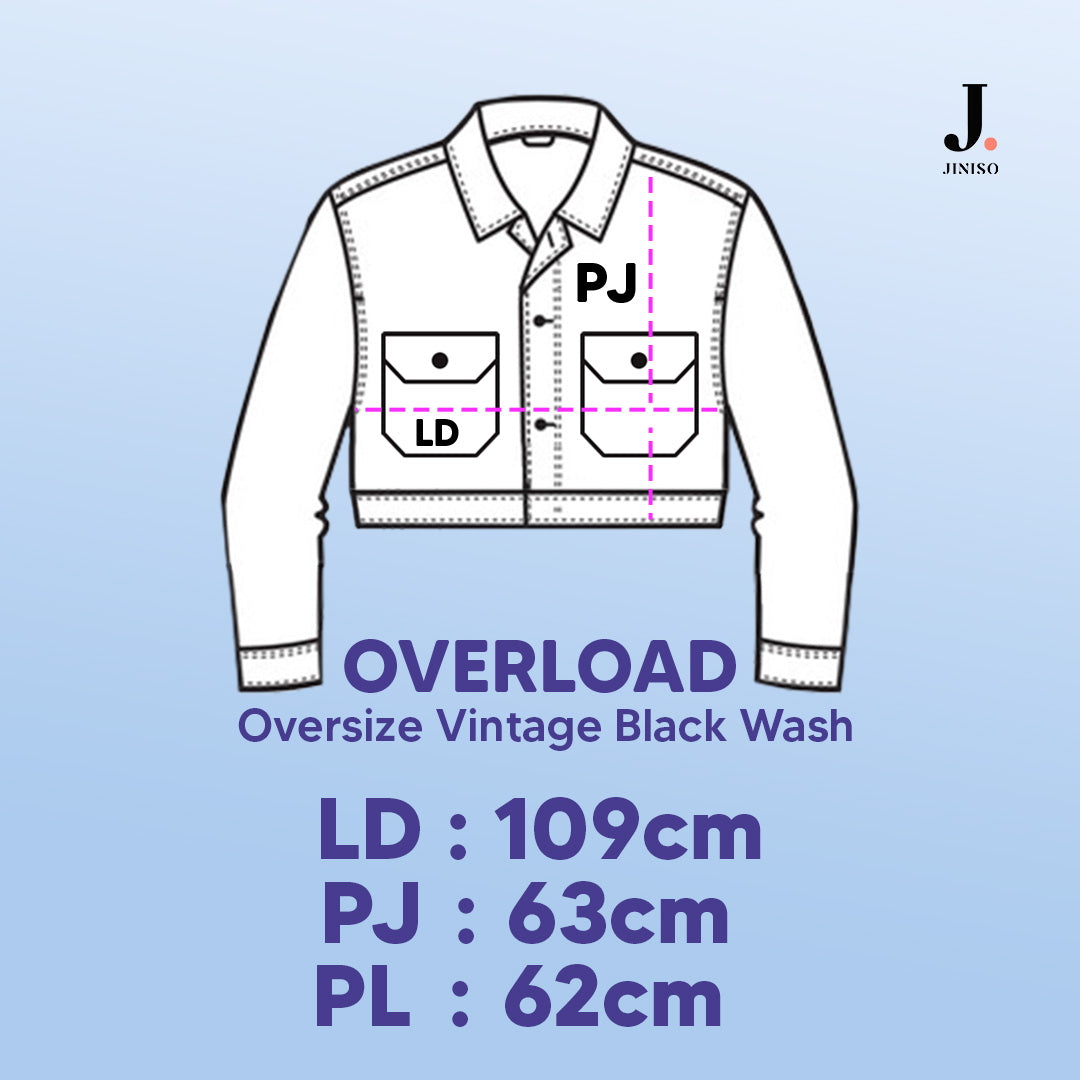 JINISO Big Size Jaket Jeans Oversize Vintage Blue Wash