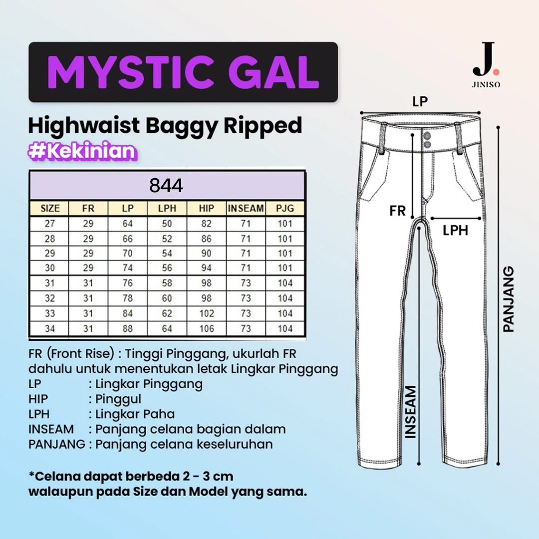 JINISO - Highwaist Loose Ripped Jeans 844 MYSTIC GAL