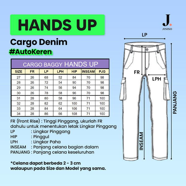 JINISO Cargo Baggy Denim Jeans Pria