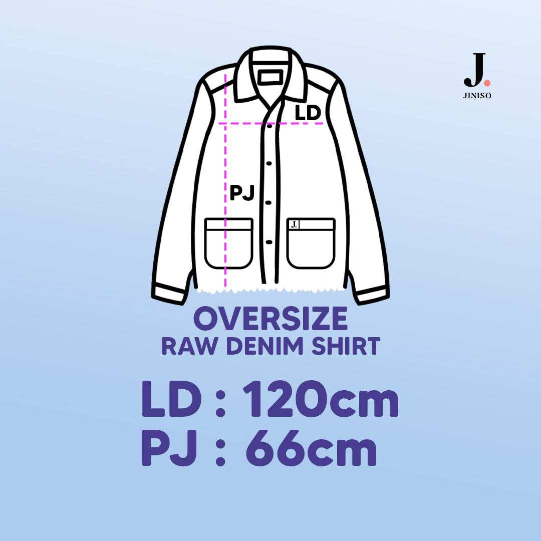 JINISO - Kemeja Denim Raw Pocket Oversize Unisex HYPER ACTIVE