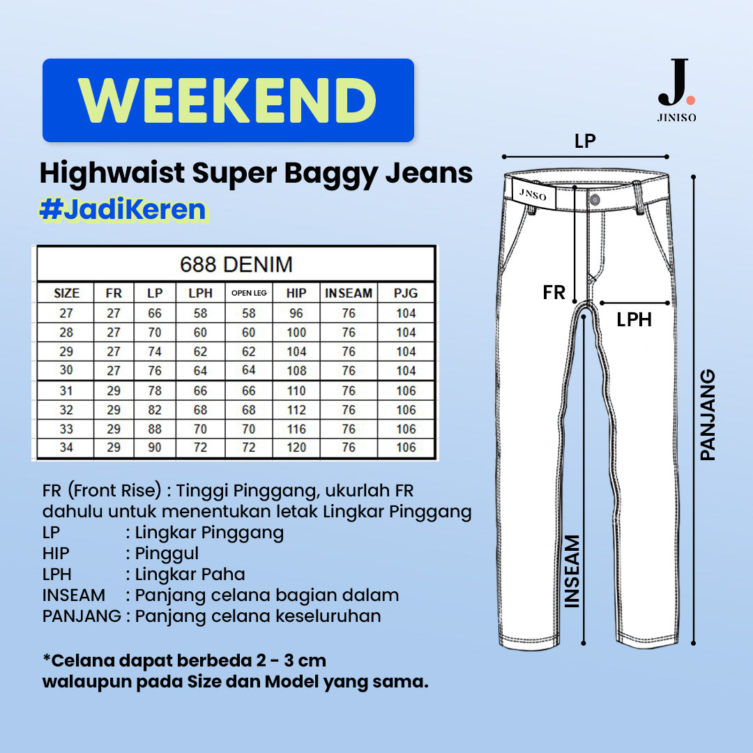 JINISO Oversize Baggy Loose Jeans Pria 688