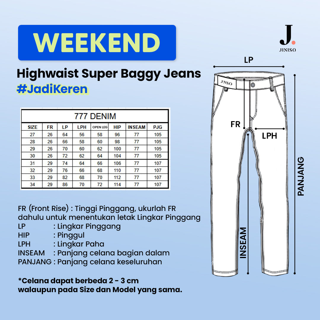 JINISO Oversize Baggy Loose Jeans Pria 777