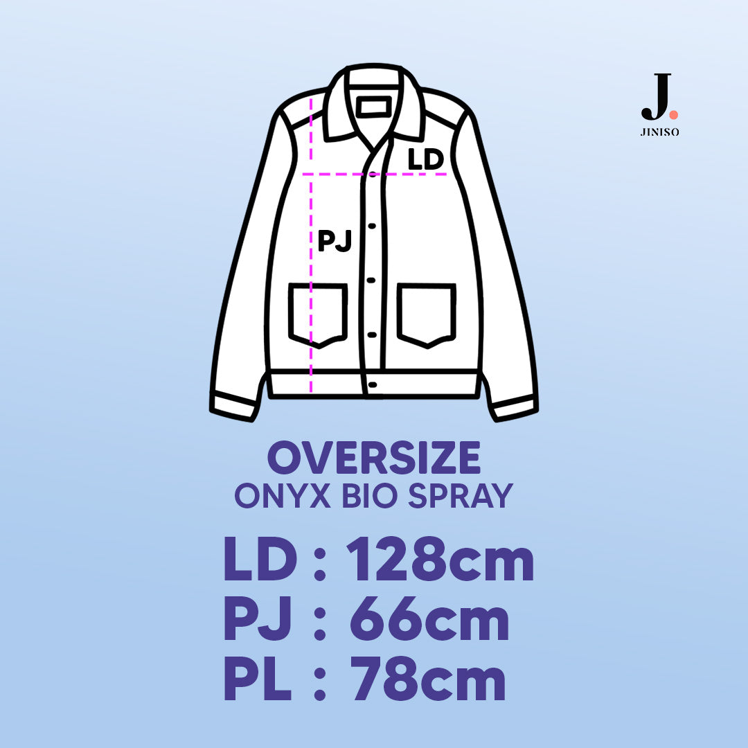 JINISO Pria Jaket Jeans Oversize Onyx Bio Spray
