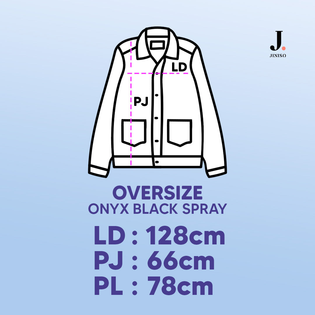 JINISO Pria Jaket Jeans Oversize Onyx Black Spray
