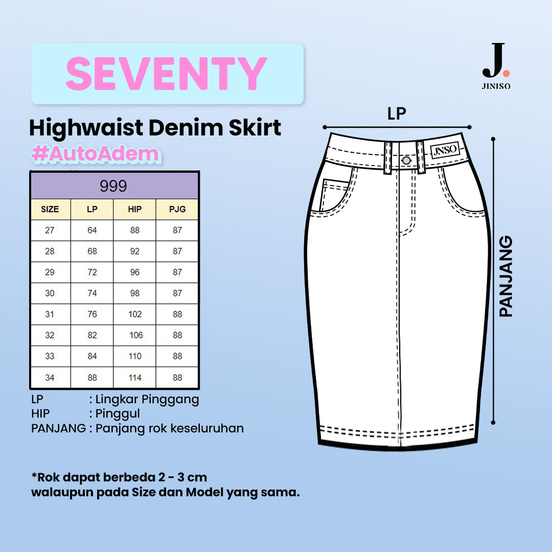 JINISO - Highwaist Rok Slit Jeans Panjang 999 SEVENTY