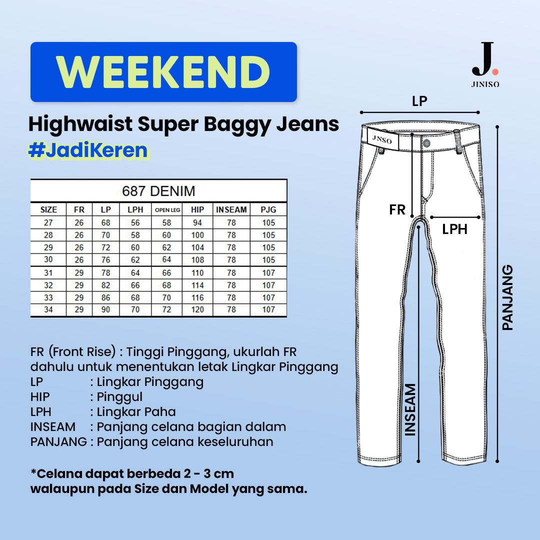 JINISO Oversize Baggy Loose Jeans Pria 687