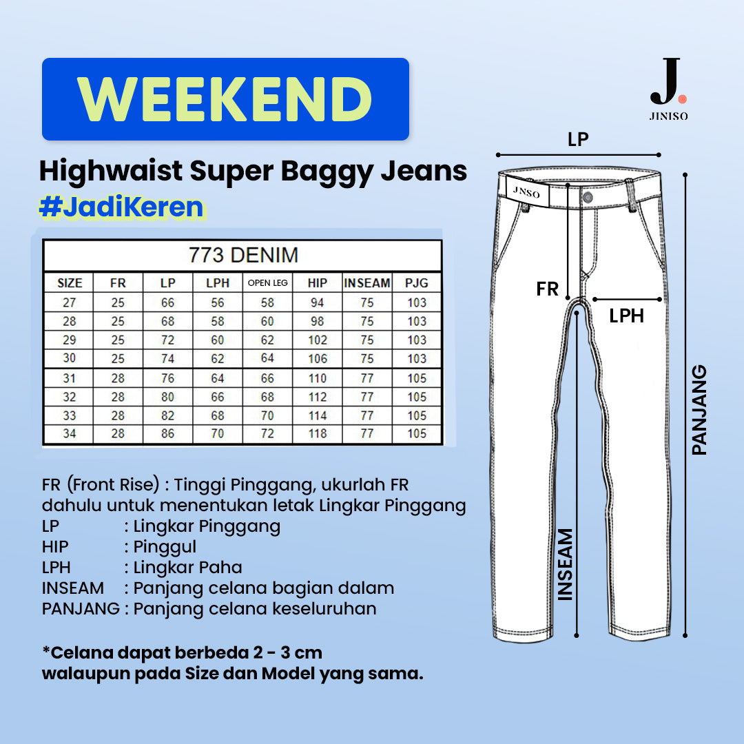 JINISO Oversize Baggy Loose Jeans Pria 773