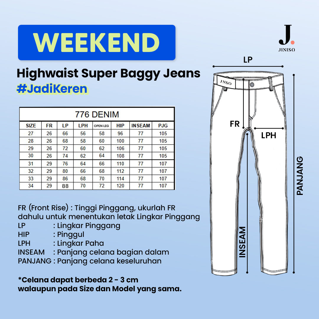 JINISO Oversize Baggy Loose Jeans Pria 776