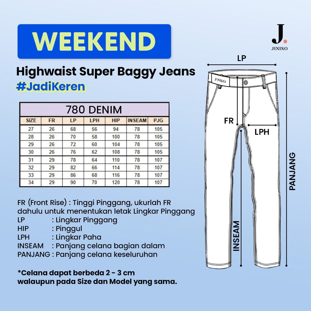 JINISO Oversize Baggy Loose Jeans Pria 780