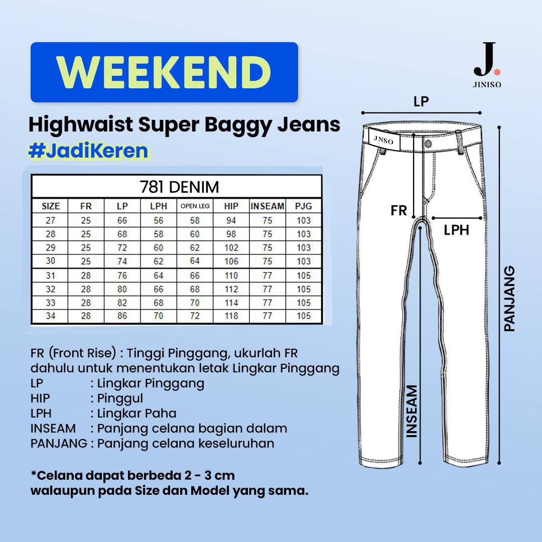 JINISO Oversize Baggy Loose Jeans Pria 781