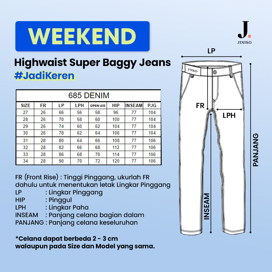 JINISO - Oversize Baggy Loose Jeans Pria 685