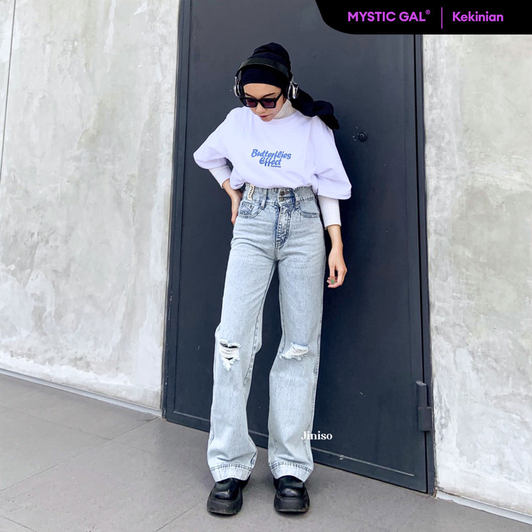 JINISO Highwaist Baggy Ripped Jeans 517 MYSTIC GAL