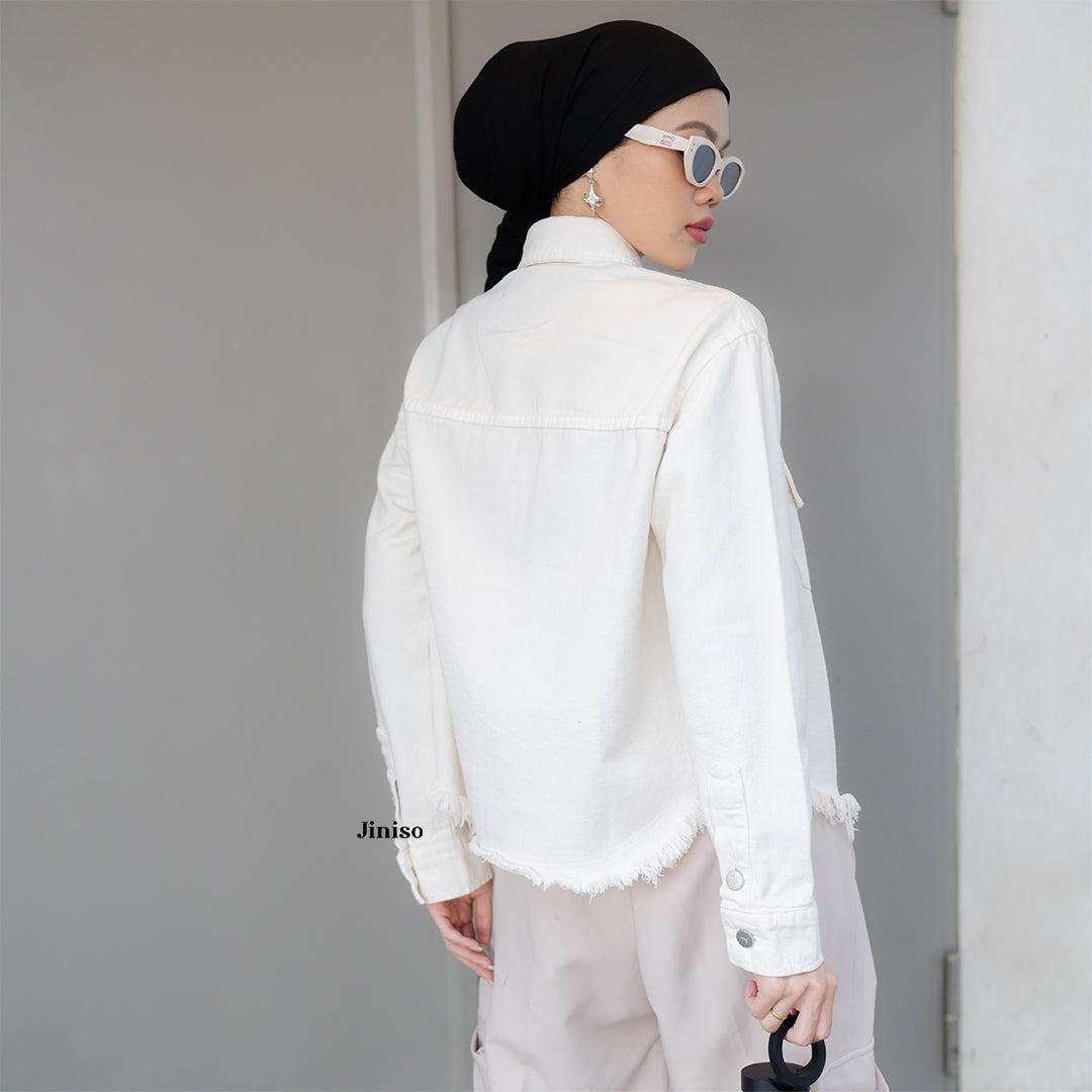 JINISO Jaket Jeans Oversize Marva Khaki