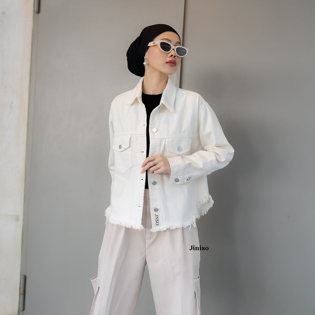 JINISO Jaket Jeans Oversize Marva Khaki