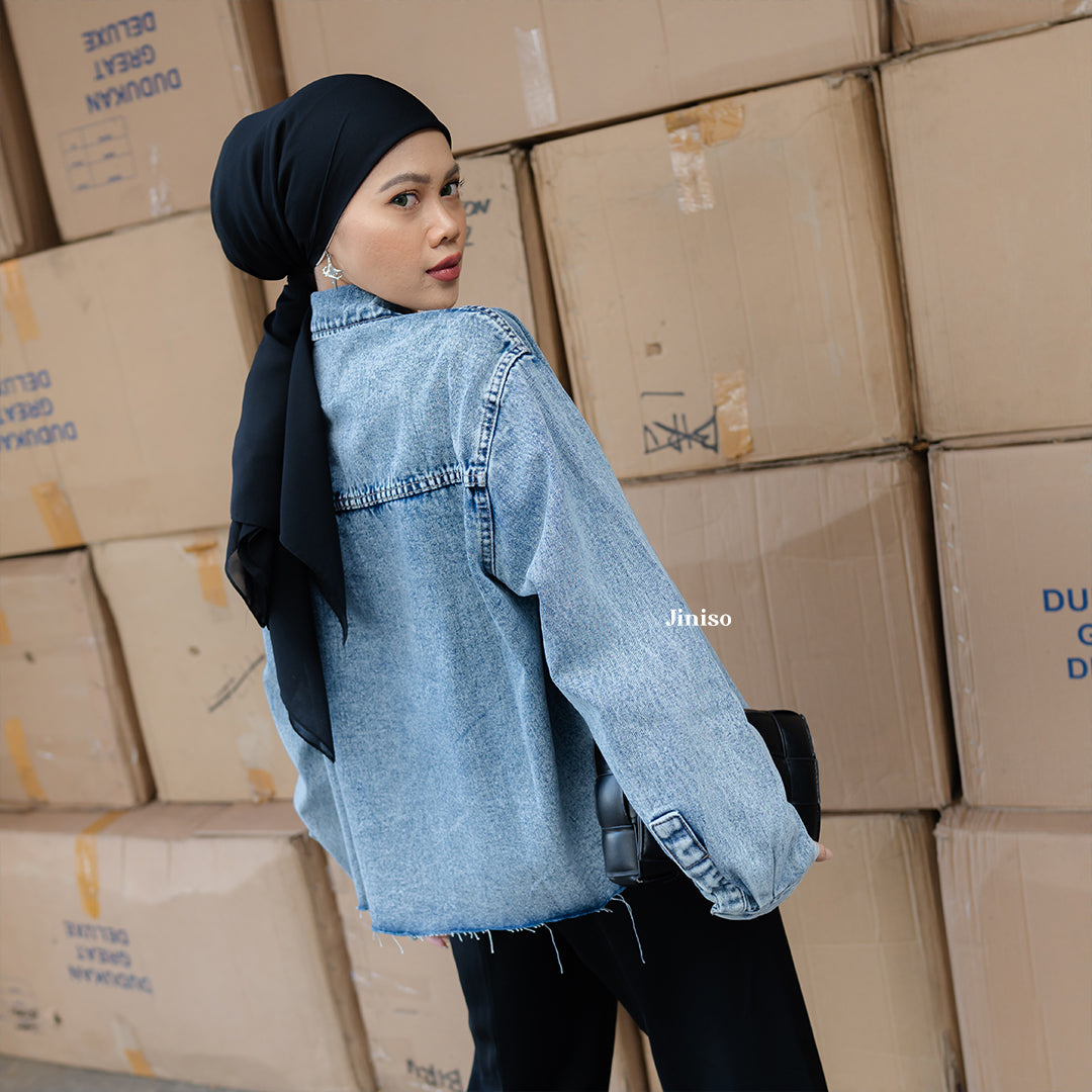 JINISO Jaket Jeans Oversize Seoul Blue Acid