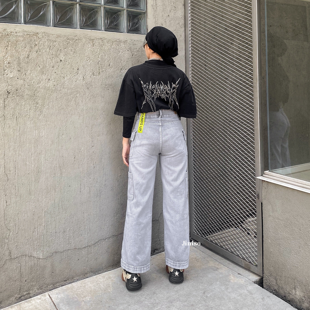JINISO - Highwaist Cargo Baggy Jeans 415 HANDS UP